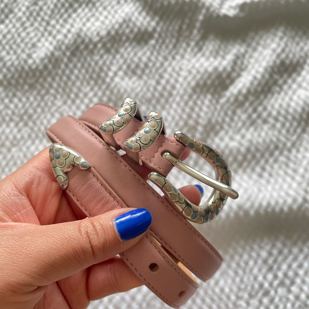 Brighton Pink Silver Floral Buckle Belt - Picture 5 of 7